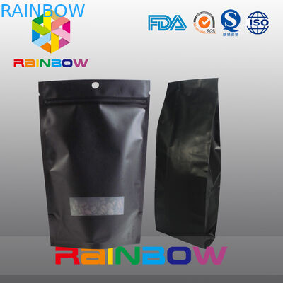 Black 70g 100g 250g 500g Plastic Pouches Packaging Stand Up Coffee Bean Bag With Valve