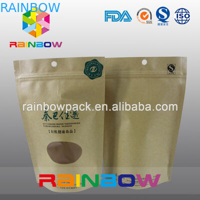 Recyclable 2oz Kraft Paper Doypack Stand Up Coffee Bags with Window