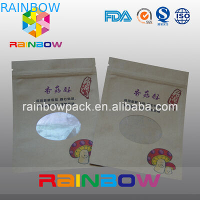 Recyclable 2oz Kraft Paper Doypack Stand Up Coffee Bags with Window