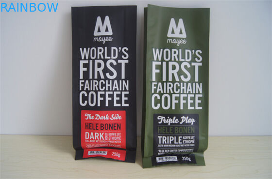 Customized side gusset aluminum foil coffee bags with valve , red green