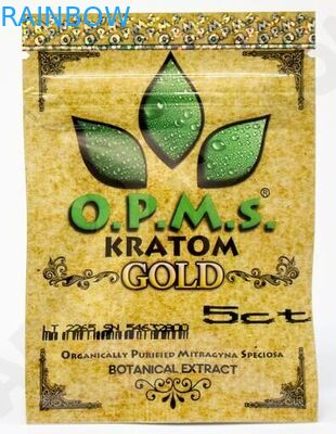 5ct OPMS gold kratom k extract capsules packaging bags / three side seal k bag