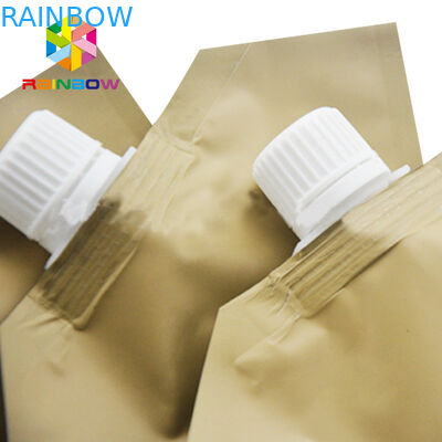 Stand up oblique spout kraft paper lined foil spout pouch packaging for water / oil