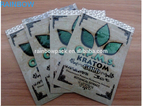OPMS Kratom botanical extract gold printing plastic k bag for cannabinoids kratom capsules