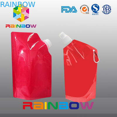 350ml 500ml 1L  plastic Flask Water green red color printed Bottle Bag with big Cap