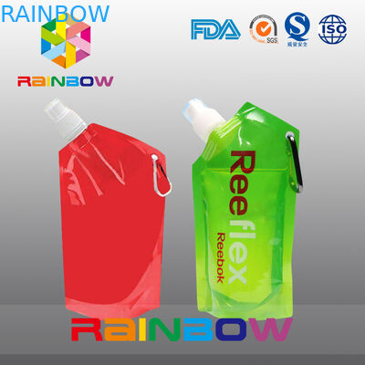 350ml 500ml 1L  plastic Flask Water green red color printed Bottle Bag with big Cap