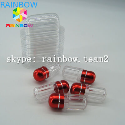 Clear capsule plastic medicine bottle , sex pill container with aluminum foil gold cap