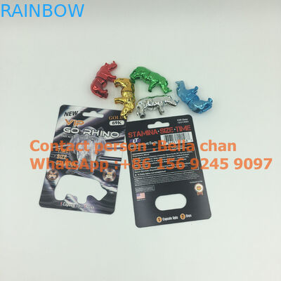 Shinny Silver / Gold sex pill Rhino toys for Go Rhino packaging, Metal Rhino shape bottles