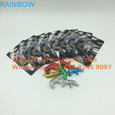 Shinny Silver / Gold sex pill Rhino toys for Go Rhino packaging, Metal Rhino shape bottles