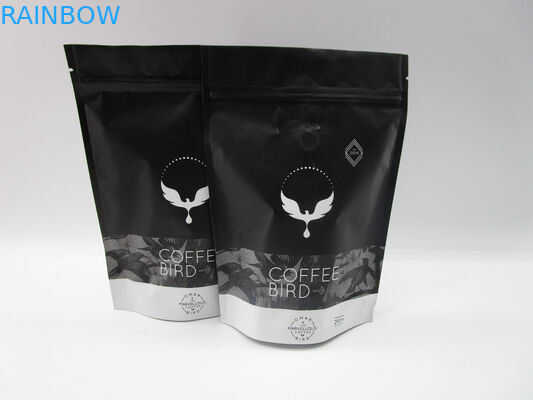 Black matt aluminum foil food bag , stand up coffee bean packaging