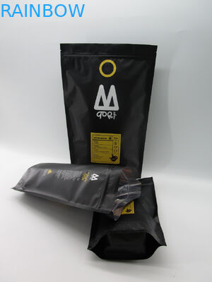 Black matt aluminum foil food bag , stand up coffee bean packaging