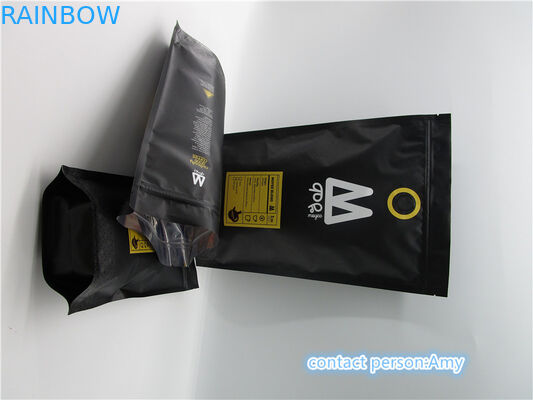 Custom printed matte black coffee bag packaging pouch / sachet