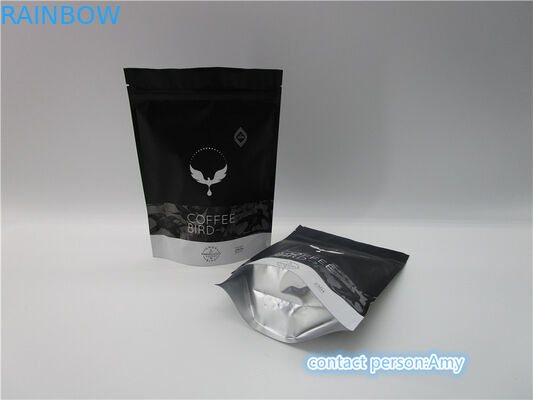 Matte black / white Plastic Pouches Packaging , stand up coffee bags with zipper