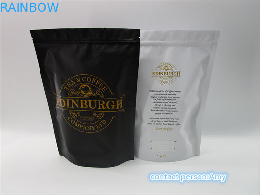 Stand up coffee Plastic Pouches Packaging , aluminum foil coffee bags degassing valve