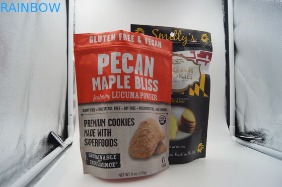 Doypack Zipper Snack Bag Packaging For Biscuit , Custom Printed Stand Up Pouches