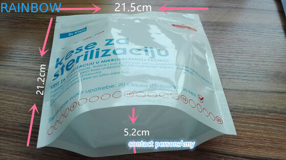 Stand Up Microwave Steam Steriliser Retort Bag/ FDA approved zipper plastic microwave steriliser pouch