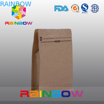 Flat Bottom Kraft Paper Bag /kraft paper square bottom bag with valve for coffee bean and coffee power
