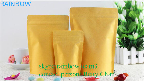 Promotions Brown Kraft Paper Bags With Window / Doypack Heat Sealable Tea Bags