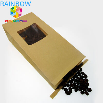Customized Tin Tie Coffee Resealable Kraft Paper Bags / 3 Side Seal Pouch