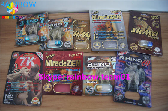 SGS Paper Box Packaging Clear Plastic Sex Pill Bottle , Custom Service Provided