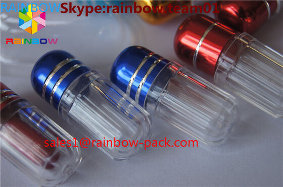 custom made octagon shape pills bottle with round cap blue green gold green black silver red