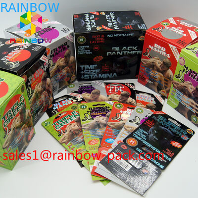 hot sale 3D printing card Black mamba 3D effect sex pill packaging card 3D card /3D printing card rhino blister paper ca