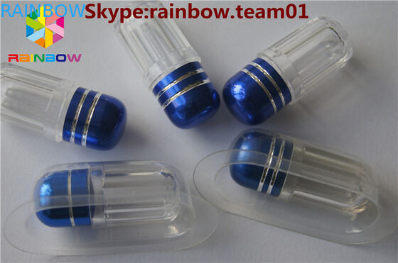 Plastic container capsule sex pill bottle with metal cap wholesale pill bottles capsule shape container