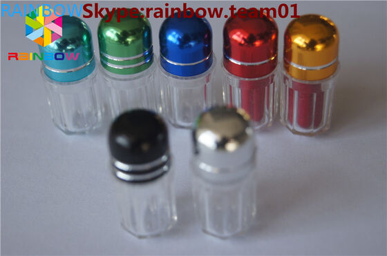 sex pill bottle with ring cap/ capsule shaped container storage capsule Clear hexagon plastic container with blue cap