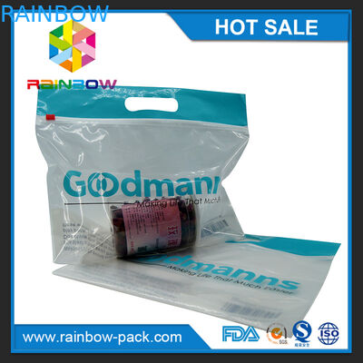 PE  slider k bag with logo stand up bag clear front  zip lock bags with upc code printed k bag clear front