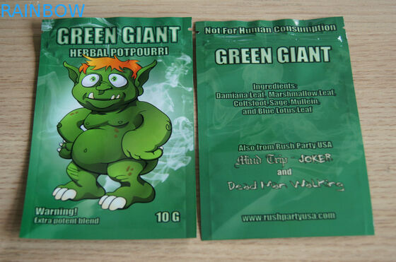 Botanical Extract Spices Packaging Bags , Klimax Herbal Incense Zip Lock Plastic Bags