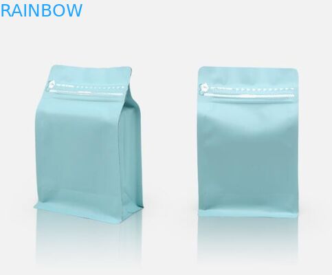 Plastic zipper packaging custom printing coffee bag matte blue flat bottom bags 250g, 1lb, 2Lb