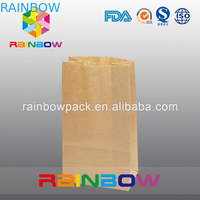 Take Away Fast Food Paper Bag Packaging , Bread Flat Bottom Pouches Grease Proof