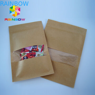 Customized Printed Foil Lined Tea Bags Packaging , Kraft Stand Up Pouches With Window
