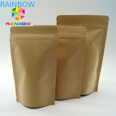 Customized Printed Foil Lined Tea Bags Packaging , Kraft Stand Up Pouches With Window