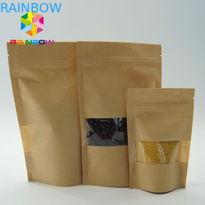 Logo Kraft Paper Tea Bags Packaging , Zip Lock Stand Up Bags And Pouches