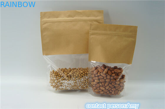 Kraft Paper Resealable k Stand Up Pouches / Food Packaging Pouches