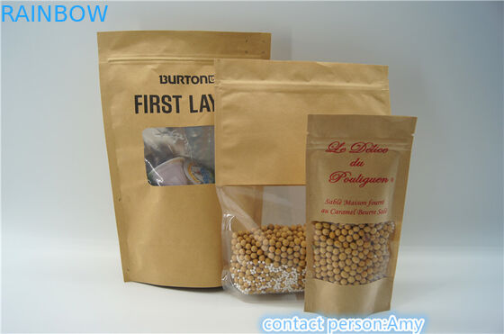 Kraft Paper Resealable k Stand Up Pouches / Food Packaging Pouches