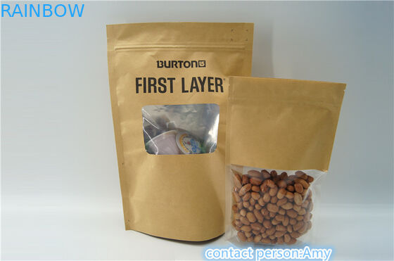 Kraft Paper Resealable k Stand Up Pouches / Food Packaging Pouches