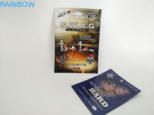 3 Side Seal Pill Packaging Pouch Bags Tear Notches For Encore Hard Capsule Powder