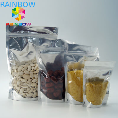 PET / PE Aluminum Foil Pouch Packaging Clear Metallic Foil Stand Up k Bag