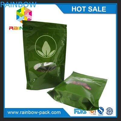 Green Tea Bags Packaging Printed Mylar Stand Up k Bag With Clear Window