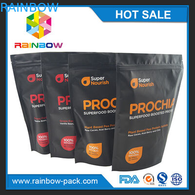 Free sample stand up k for 750g whey protein powder packaing with tear notch