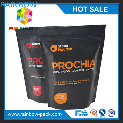 Free sample stand up k for 750g whey protein powder packaing with tear notch
