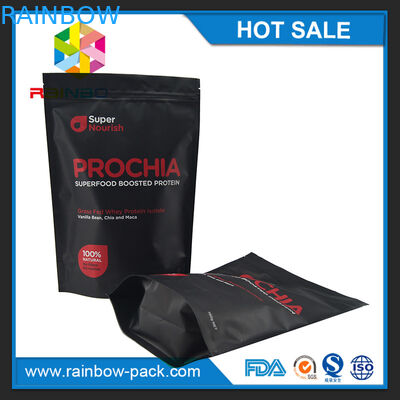 Free sample stand up k for 750g whey protein powder packaing with tear notch