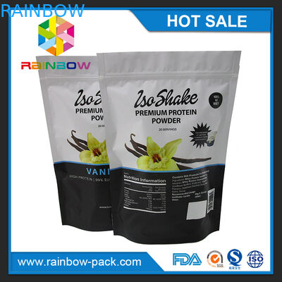 Food grade 1kg stand up whey protein powder packaing bag with k