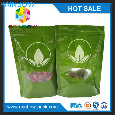 Resealable aluminum foil  Stand up k bag with clear window for tea packaging