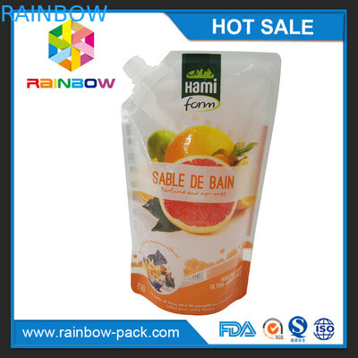 Resealable Plastic Pouches Packaging Printed Liquid Stand Up Spout Pouch With Zipper