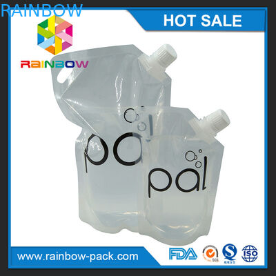 4oz / 8oz / 16oz transparent stand up wine pouch with BPA free spout