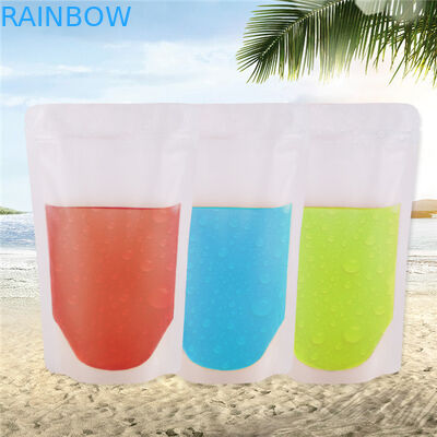 Zipper Reusable Clear Drinking Beverage Bag / Transparent Plastic Bag For Cocktail