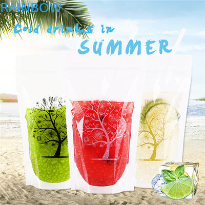Zipper Reusable Clear Drinking Beverage Bag / Transparent Plastic Bag For Cocktail