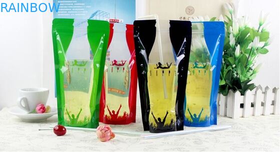 custom transparent plastic zip lock drinks/beverage bag/resealable pouch packaging bag for drinks